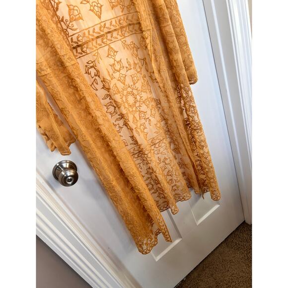 NWT Miss Chievous Women Embroidered Duster Jackets Coats‎ Yellow SZ Large - Picture 3 of 10